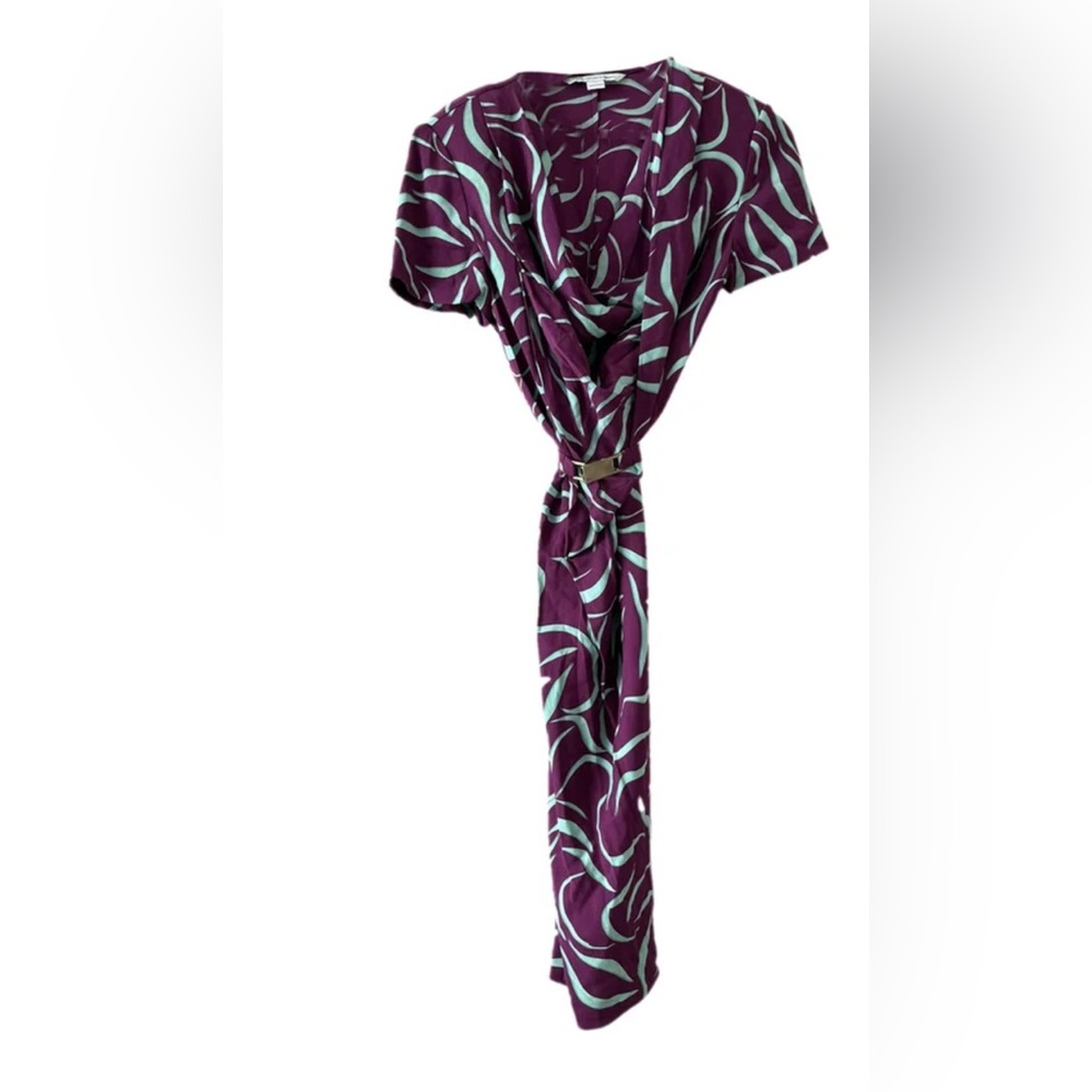 Diane Von Furstenberg Purple and Mint Wrap Dress